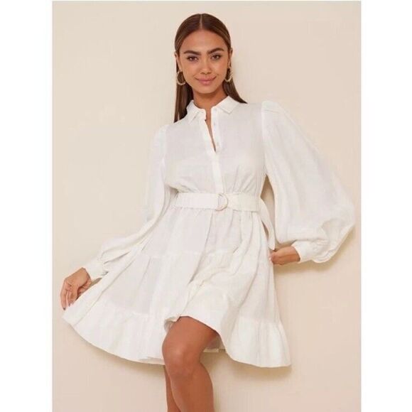 NWT Bardot The Mini Shirt Dress In Ivory LARGE - Picture 7 of 15